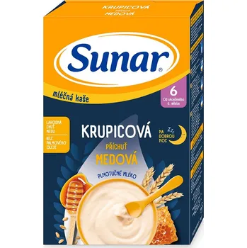 Dětská kaše Sunar Mléčná krupicová kaše na dobrou noc 210 g