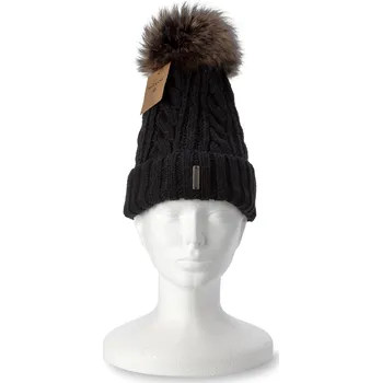Čepice Wooline Dámská zimní čepice s bambulí Bára, černá