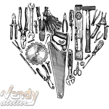 Plátěná taška - - Srdce nářadí Barva: Bílá