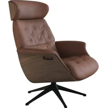 Křeslo Hnědé kožené lounge křeslo FLEXLUX VOLDEN MEDIUM