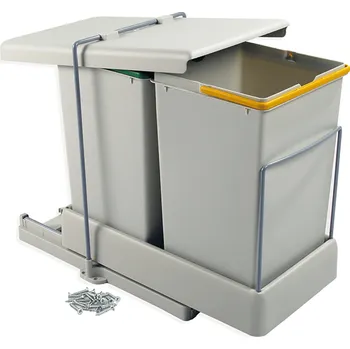 Odpadkový koš Emuca Výsuvný odpadkový koš LOTUS 2x14 l / Šedý