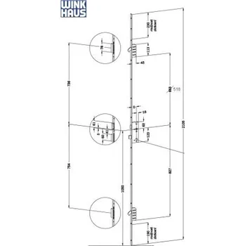 Příslušenství k oknu WH SS TF1662 92 M2 L+P TP3 MC čelo zámku s sní.hák