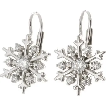 Náušnice Dámské stříbrné naušnice vločky se zirkony STNAU1015F