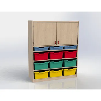 Komoda TVAR v.d. Klatovy Skříňka s dvířky a 9+3 plastovými zásuvkami