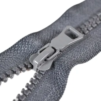 Zip Sarah kostěný dělitelný 5mm - tmavě šedá 64 cm