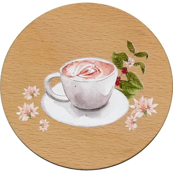 Podtácek art-wood.cz Dřevěný podtácek - Caffe latte
