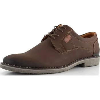 Pánské polobotky Barton hnědé nubukové polobotky s kontrastním štepem 0702 - 45 | P680778