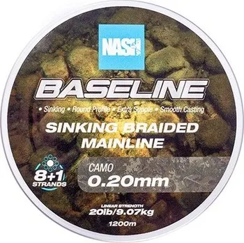 Nash Splétaná Šňůra Baseline Sinking Braid Camo 1200 m - 0,20 mm 9,07 kg