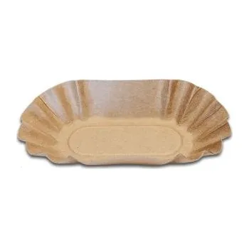 Jednorázové nádobí Miska/tácek WAVE Kraft 9x16x3 cm s tukovou bariérou