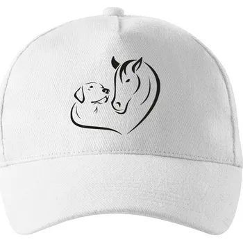 Kšiltovka Dětská kšiltovka Srdce kůň a pes, Barva Bílá, Velikost 17×10 cm , Canvas Unisex kšiltovka Bezvatriko.cz 0881