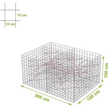 Plot Gabionový koš 200 x 150 x 100 cm oko 10 x 10 cm, bez vrchní sítě