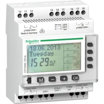 SCHNEIDER ELECTRIC SCHNEIDER Hodiny spínací CCT15940 roční 4kanálové 10A 230V IP20 CCT15940