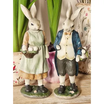 Dekorace králičí mamka s košíčkem vajíček - 9*8*25 cm