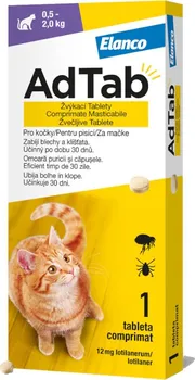 Antiparazitikum pro kočku Elanco AdTab žvýkací tablety pro kočky 0,5-2,0 kg 1x 12 mg