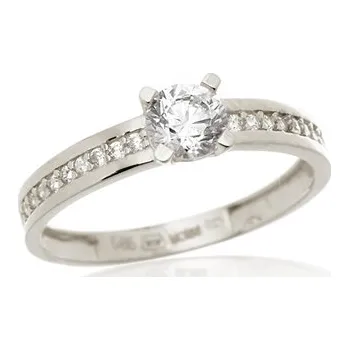 Prsten Dámský prsten z bílého zlata s čirými zirkony PR0676F + DÁREK ZDARMA