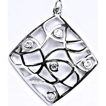 Přívěsek Stříbrný přívěsek čtverec čiré zirkony - P1427 (Stříbrný přívěsek se zirkony)
