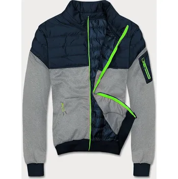 Bunda s neonovými zipy od J.STYLE s vysokým límcem, odstíny modré XL i392_22042-44