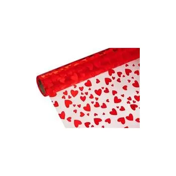 Party dekorace Organza 39cm x 8m červená srdce plné