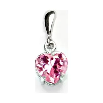 Přívěsek Stříbrný přívěsek srdce pink zirkon - P1358 (Stříbrné srdíčko se zirkonem 8x8 mm)