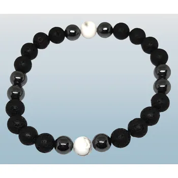 Náramek Pánský náramek láva, magnezit a hematit 8 mm