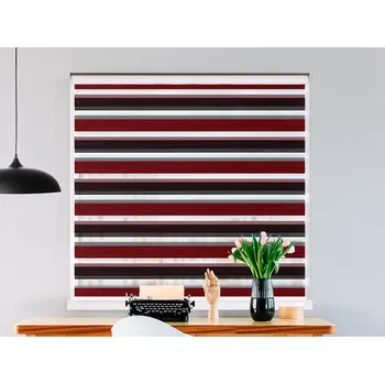 Roleta FEXI Zatemňovací Roleta Den a noc, Duo elegance černá-červená, AA 3440 v MAXI kazetě, 150x30 cm, Strana a barva mechanismu: Levá -…