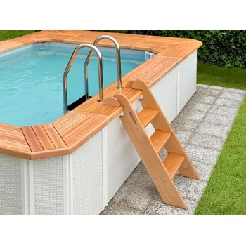 Bazén Poolmaster Bazénové schůdky INOX LEGNO (0458)