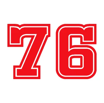 Polep vozidla SAMOLEPKA Startovní číslo 76 typ 5 (10 - červená) NA AUTO, NÁLEPKA, FÓLIE, POLEP, TUNING, VLASTNÍ TEXT, TISK, AUTOSAMOLEPKY.cz, POLEPY, OBRÁZEK, LOGO, SAMOLEPKY