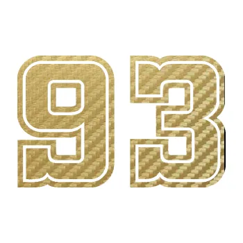 Polep vozidla Startovní číslo 93 typ 5 (59 - 3D karbon zlatý) SAMOLEPKA NA AUTO, NÁLEPKA, FÓLIE, POLEP, TUNING, VLASTNÍ TEXT, TISK, AUTOSAMOLEPKY.cz, POLEPY, OBRÁZEK, LOGO, 3D STICKERS