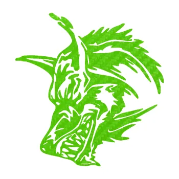 Polep vozidla Vlk 004 levá (58 - 3D karbon zelený kawasaki) SAMOLEPKA NA AUTO, NÁLEPKA, FÓLIE, POLEP, TUNING, VLASTNÍ TEXT, TISK, AUTOSAMOLEPKY.cz, POLEPY, OBRÁZEK, LOGO, 3D STICKERS