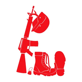 Samolepící dekorace SAMOLEPKA Voják výstroj levá (10 - červená) NA AUTO, NÁLEPKA, FÓLIE, POLEP, TUNING, VLASTNÍ TEXT, TISK, AUTOSAMOLEPKY.cz, POLEPY, OBRÁZEK, LOGO, SAMOLEPKY