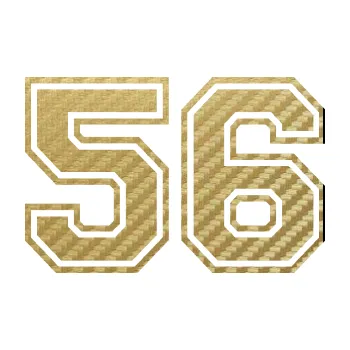 Polep vozidla Startovní číslo 56 typ 4 (59 - 3D karbon zlatý) SAMOLEPKA NA AUTO, NÁLEPKA, FÓLIE, POLEP, TUNING, VLASTNÍ TEXT, TISK, AUTOSAMOLEPKY.cz, POLEPY, OBRÁZEK, LOGO, 3D STICKERS