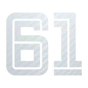 Polep vozidla SAMOLEPKA Startovní číslo 61 typ 7 (51 - 3D karbon bílý) NA AUTO, NÁLEPKA, FÓLIE, POLEP, TUNING, VLASTNÍ TEXT, TISK, AUTOSAMOLEPKY.cz, POLEPY, OBRÁZEK, LOGO, SAMOLEPKY