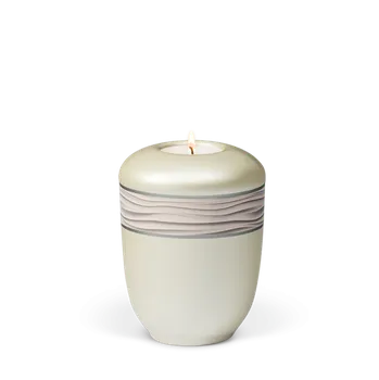 Smuteční dekorace Keramická miniurna Zen - Vlny/Bílá