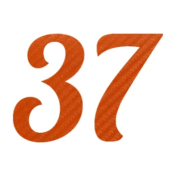 Polep vozidla Startovní číslo 37 typ 3 (54 - 3D karbon oranžový) SAMOLEPKA NA AUTO, NÁLEPKA, FÓLIE, POLEP, TUNING, VLASTNÍ TEXT, TISK, AUTOSAMOLEPKY.cz, POLEPY, OBRÁZEK, LOGO, 3D STICKERS