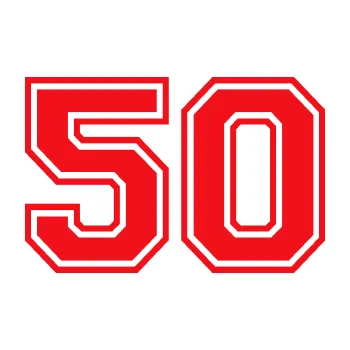 Polep vozidla SAMOLEPKA Startovní číslo 50 typ 4 (10 - červená) NA AUTO, NÁLEPKA, FÓLIE, POLEP, TUNING, VLASTNÍ TEXT, TISK, AUTOSAMOLEPKY.cz, POLEPY, OBRÁZEK, LOGO, SAMOLEPKY