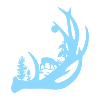 Polep vozidla SAMOLEPKA Trofej s krajinou 001 pravá myslivost (03 - světle modrá) NA AUTO, NÁLEPKA, FÓLIE, POLEP, TUNING, VLASTNÍ TEXT, TISK, AUTOSAMOLEPKY.cz, POLEPY, OBRÁZEK, LOGO, SAMOLEPKY