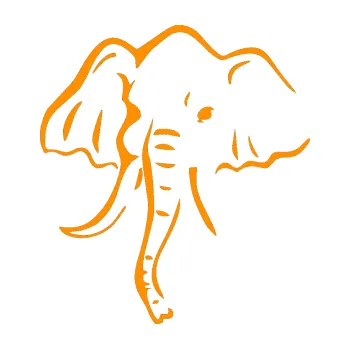 Samolepící dekorace SAMOLEPKA Slon 024 levá (06 - oranžová) NA AUTO, NÁLEPKA, FÓLIE, POLEP, TUNING, VLASTNÍ TEXT, TISK, AUTOSAMOLEPKY.cz, POLEPY, OBRÁZEK, LOGO, SAMOLEPKY