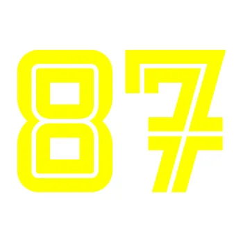 Polep vozidla Startovní číslo 87 typ 7 (05 - žlutá citron) SAMOLEPKA NA AUTO, NÁLEPKA, FÓLIE, POLEP, TUNING, VLASTNÍ TEXT, TISK, AUTOSAMOLEPKY.cz, POLEPY, OBRÁZEK, LOGO, 3D STICKERS