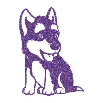 samolepka Pes 195 levá Husky štěňátko (87 - Ultra Metalic fialová) SAMOLEPKA NA AUTO, NÁLEPKA, FÓLIE, POLEP, TUNING, VLASTNÍ TEXT, TISK, AUTOSAMOLEPKY.cz, POLEPY, OBRÁZEK, LOGO, 3D STICKERS