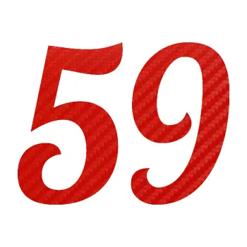 Polep vozidla Startovní číslo 59 typ 3 (53 - 3D karbon červený) SAMOLEPKA NA AUTO, NÁLEPKA, FÓLIE, POLEP, TUNING, VLASTNÍ TEXT, TISK, AUTOSAMOLEPKY.cz, POLEPY, OBRÁZEK, LOGO, 3D STICKERS