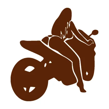 Polep vozidla Sexy žena na motorce pravá (15 - hnědá) SAMOLEPKA NA AUTO, NÁLEPKA, FÓLIE, POLEP, TUNING, VLASTNÍ TEXT, TISK, AUTOSAMOLEPKY.cz, POLEPY, OBRÁZEK, LOGO, 3D STICKERS