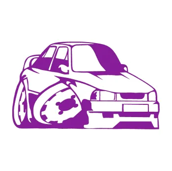 Polep vozidla SAMOLEPKA Škoda 130 karikatura pravá (14 - fialová) NA AUTO, NÁLEPKA, FÓLIE, POLEP, TUNING, VLASTNÍ TEXT, TISK, AUTOSAMOLEPKY.cz, POLEPY, OBRÁZEK, LOGO, SAMOLEPKY