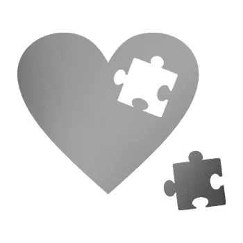 Samolepící dekorace Srdíčko 022 pravá vypadlý puzzlík (42 - stříbrná metalíza) SAMOLEPKA NA AUTO, NÁLEPKA, FÓLIE, POLEP, TUNING, VLASTNÍ TEXT, TISK, AUTOSAMOLEPKY.cz, POLEPY, OBRÁZEK, LOGO, 3D STICKERS