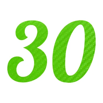 Polep vozidla Startovní číslo 30 typ 3 (58 - 3D karbon zelený kawasaki) SAMOLEPKA NA AUTO, NÁLEPKA, FÓLIE, POLEP, TUNING, VLASTNÍ TEXT, TISK, AUTOSAMOLEPKY.cz, POLEPY, OBRÁZEK, LOGO, 3D STICKERS