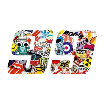 Polep vozidla Startovní číslo 99 typ 6 (83 - Sticker bomb) SAMOLEPKA NA AUTO, NÁLEPKA, FÓLIE, POLEP, TUNING, VLASTNÍ TEXT, TISK, AUTOSAMOLEPKY.cz, POLEPY, OBRÁZEK, LOGO, 3D STICKERS