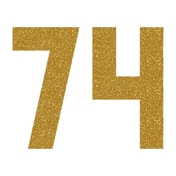 Polep vozidla SAMOLEPKA NA AUTO Startovní číslo 74 (92 - Ultra Metalic zlatá) NÁLEPKA, FÓLIE, POLEP, TUNING, VLASTNÍ TEXT, TISK, AUTOSAMOLEPKY.cz, POLEPY, OBRÁZEK, LOGO, SAMOLEPKY