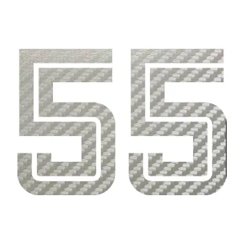 Polep vozidla Startovní číslo 55 typ 7 (52 - 3D karbon stříbrný) SAMOLEPKA NA AUTO, NÁLEPKA, FÓLIE, POLEP, TUNING, VLASTNÍ TEXT, TISK, AUTOSAMOLEPKY.cz, POLEPY, OBRÁZEK, LOGO, 3D STICKERS