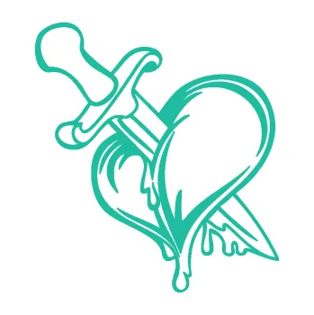 Samolepící dekorace Srdce propíchlé dýkou levá (25 - tyrkysová) SAMOLEPKA NA AUTO, NÁLEPKA, FÓLIE, POLEP, TUNING, VLASTNÍ TEXT, TISK, AUTOSAMOLEPKY.cz, POLEPY, OBRÁZEK, LOGO, 3D STICKERS