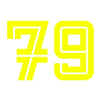 Polep vozidla Startovní číslo 79 typ 7 (70 - Fluorescentní žlutá) SAMOLEPKA NA AUTO, NÁLEPKA, FÓLIE, POLEP, TUNING, VLASTNÍ TEXT, TISK, AUTOSAMOLEPKY.cz, POLEPY, OBRÁZEK, LOGO, 3D STICKERS
