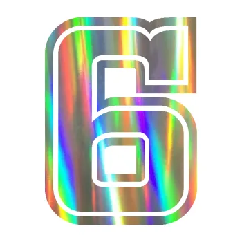 Polep vozidla Startovní číslo 6 typ 5 (93 - Holografická) SAMOLEPKA NA AUTO, NÁLEPKA, FÓLIE, POLEP, TUNING, VLASTNÍ TEXT, TISK, AUTOSAMOLEPKY.cz, POLEPY, OBRÁZEK, LOGO, 3D STICKERS
